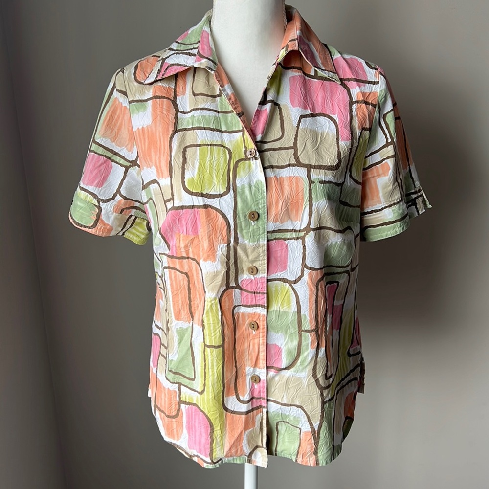 Vintage Alia Petites Short Sleeve Button Down Shirt